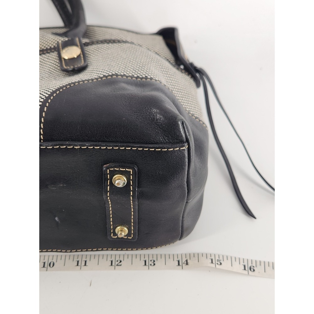 Dooney & Bourke Satchel Bag Womens Large Black White Woven Leather Trim - Picture 9 of 11